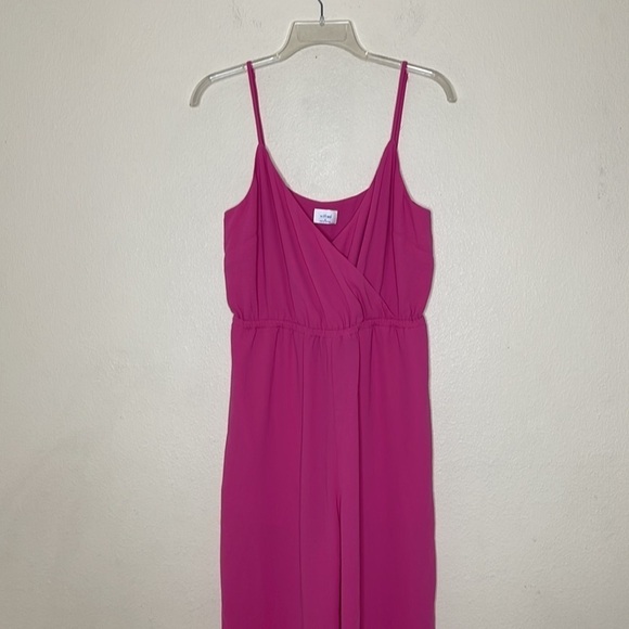 Aritzia Wilfred Melodie Faux Wrap Wide Leg Jumpsuit Hot Pink Size Medium - Picture 2 of 9